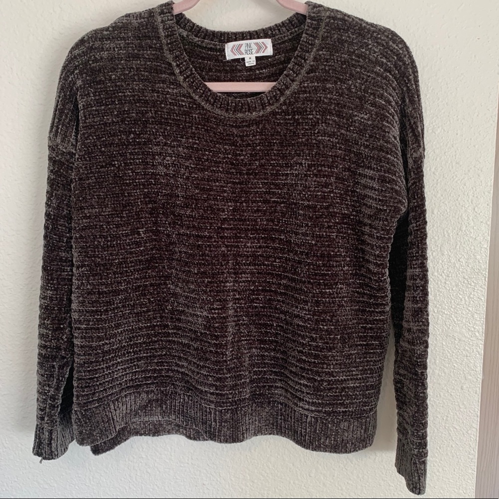 Fluffy Soft Green/Brown Sweater sz Medium